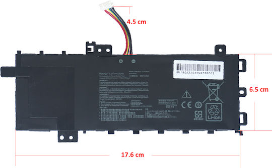 Батерия за лаптоп Asus Vivobook 14 X412fa X412dk C21n1818-1 7.7v 37wh 4850mah гъвкав кабел 7 пина код 1-bat0460
