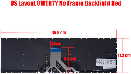 Πληκτρολόγιο Laptop Keyboard Hp Omen 17-cb 17-cb1070nr 17-cb1072nr 17t-cb000 17t-cb100 L57377-001 Us No Frame Backlight Red Κωδ.40935usblred