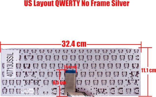 Laptop Keyboard Asus Vivobook 15 X512 X512d X512da X512f X512fa X512u X512ua X512ub S512fb Y5200f 90nb0kr2-r32us1 US No Frame Silver Code 40713ussil