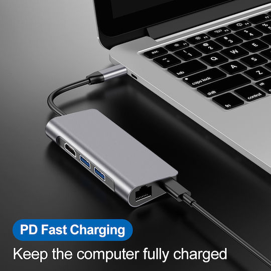 HW-TC39 USB-A Docking Station mit HDMI 4K Ethernet Gray