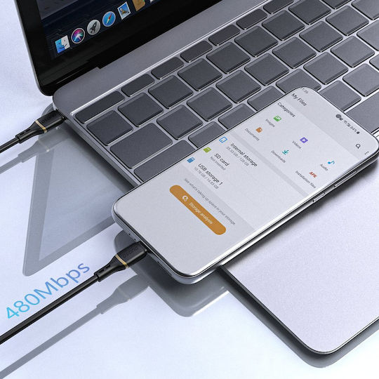 Dudao USB-C Мъжки към Lightning Кабел 30W Черен 1м 304004-204491