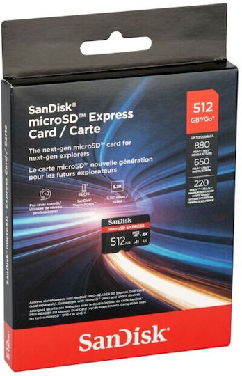 Sandisk SDXC 512GB Клас 10 UHS-I 880MB/s с адаптер