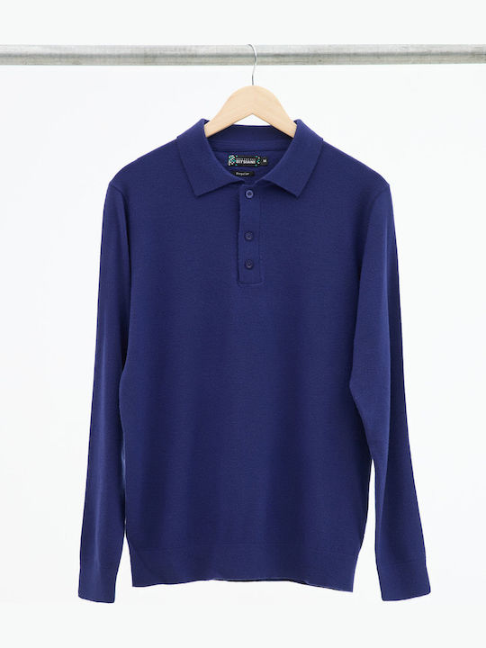 Long Sleeve Blue Polo Sweater