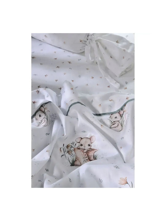 Down Town Home Baby Sheets Set Crib Cotton Satin White 125x175cm 3pcs