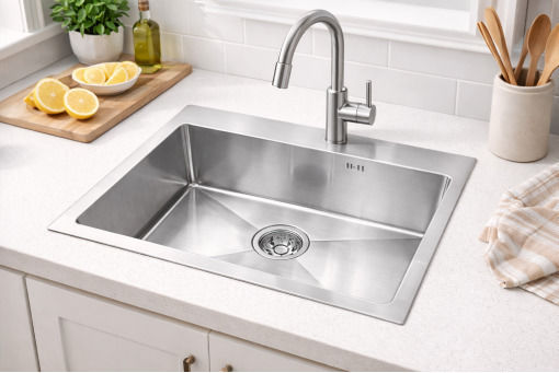 Finetto Drop-In Inox Satin 60x50cm Silver 271-41B05027SI Finetto Drop-In Inox Satin 60x50cm Silver 271-41B05027SI