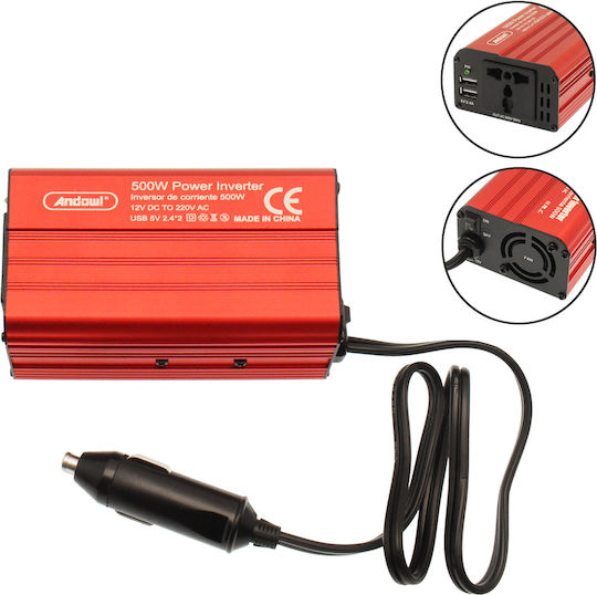 Andowl Car Inverter Modified Sinewave 500W to Converter 12V DC in 220V AC
