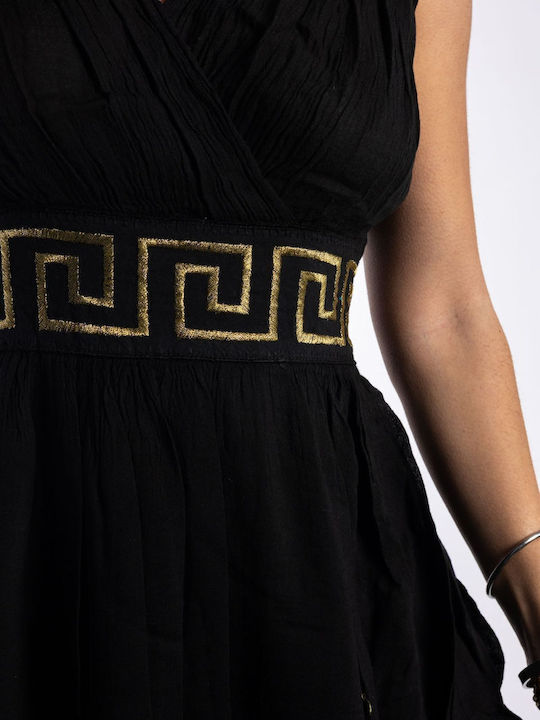 Summer Mini Dress Wrap Black
