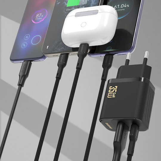 Dudao Charger GaN with USB-A Port and USB-C Port and Cable USB-C - USB-C 35W Power Delivery Blacks (A27MaxCEU)