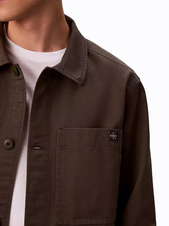 Long Sleeve Cotton Overshirt Khaki