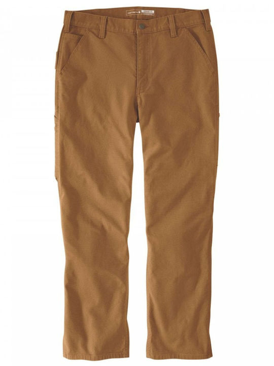 Duck Dungaree Trousers in Loose Fit Brown