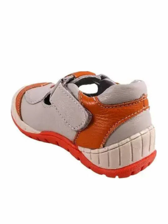 Balerini copii cu închidere Hoop & Loop de Piele Portocaliu