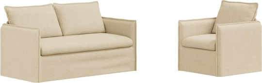 Living Room Furniture Set 2-Seater & Armchair Beige