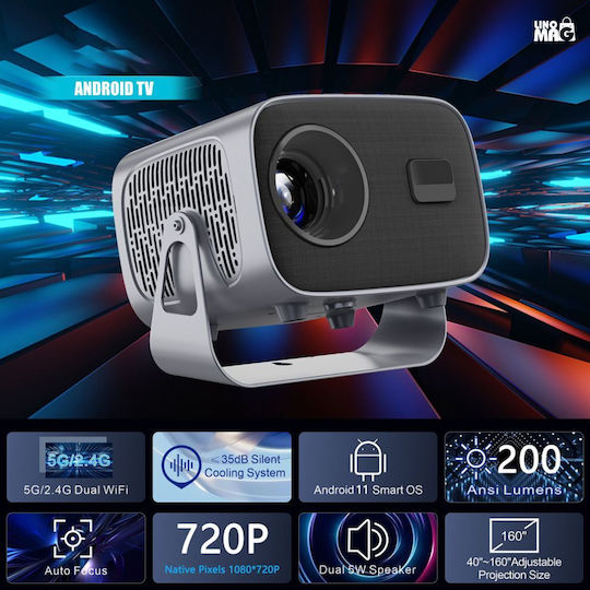 Linomag Mini Projektor LCD HD LED-Lampe mit Wi-Fi und Eingebauten Lautsprechern Weiß