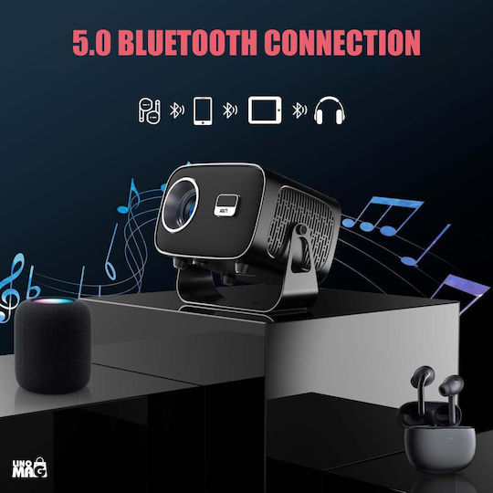Linomag Mini Projektor LCD HD LED-Lampe mit Wi-Fi und Eingebauten Lautsprechern Weiß