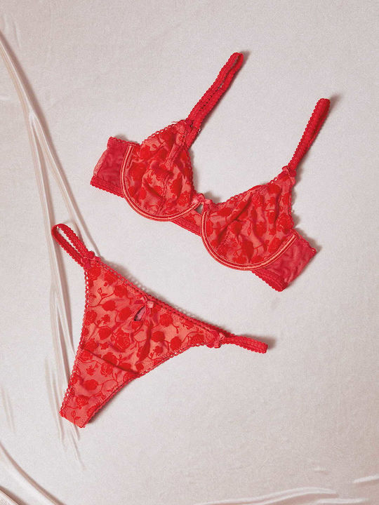 Celestino Damenunterwäsche-Set Mit Spitze Rot