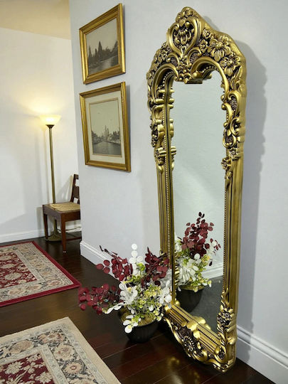 SteweHome Arched Floor Mirror with Gold Polyresin Frame 160x55cm