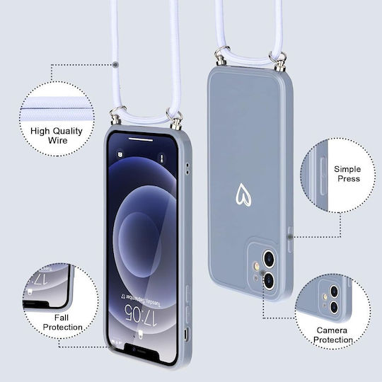 Задна корица Силикон с Каишка Сив (iPhone 12)