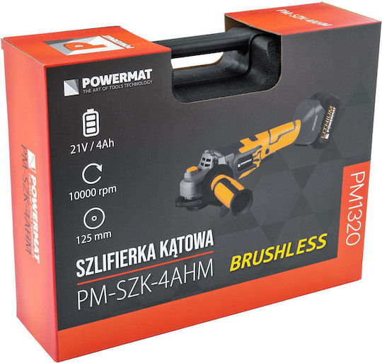 Powermat PM-SZK-4AHM 125mm Battery Angle Grinder Brushless 21V Solo