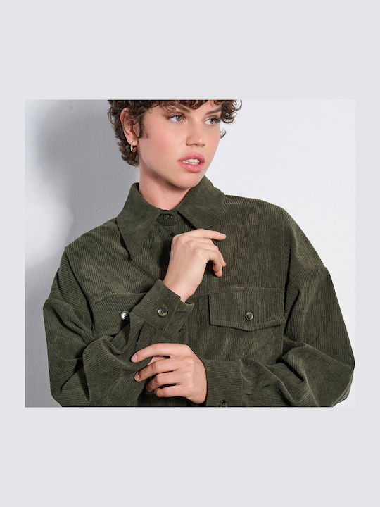 Matis Fashion Дълга Женски Велур Сако Каки