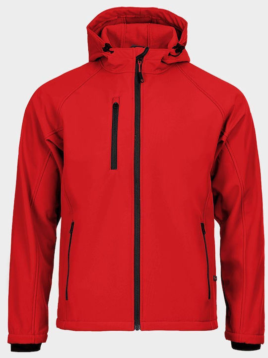 Stenso Reef Arbeitsjacke Softshell mit Fütterung Fleece und mit Kapuze Rot