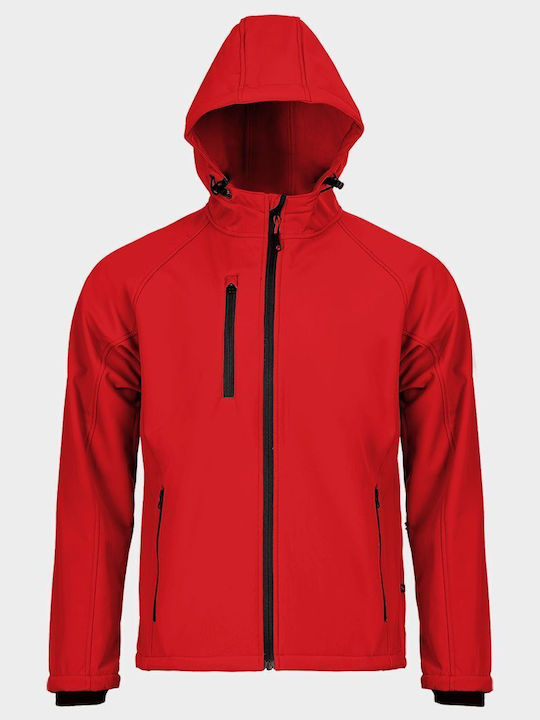 Stenso Reef Arbeitsjacke Softshell mit Fütterung Fleece und mit Kapuze Rot