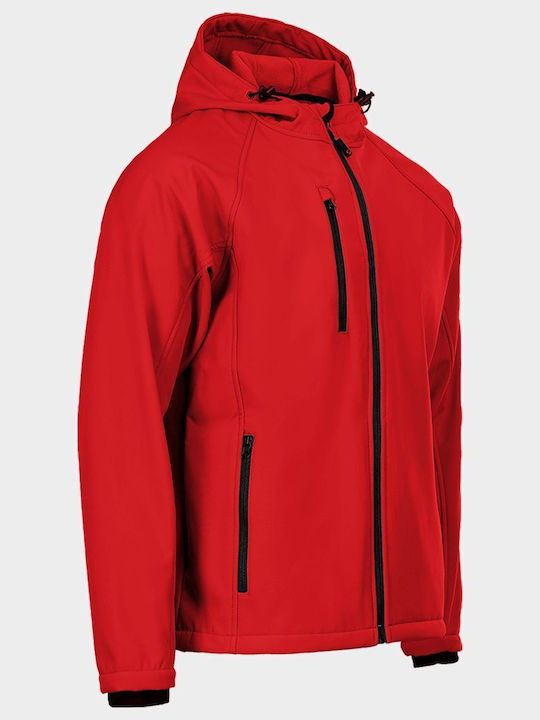 Stenso Reef Arbeitsjacke Softshell mit Fütterung Fleece und mit Kapuze Rot