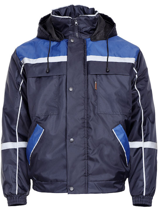 Stenso Collins Work Jacket Reflective Cold with Detachable Hood Blue