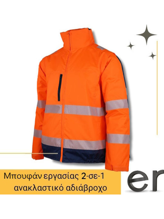 Lacuna Work Jacket Reflective with Fleece Lining Orange