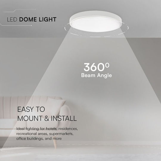 V-TAC Deckenleuchte Badezimmer 25cm Weiß mit Integrierter LED
