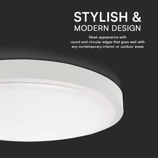 V-TAC Deckenleuchte Badezimmer 25cm Weiß mit Integrierter LED