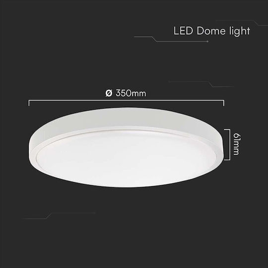 V-TAC Lumină De Tavan Montată Pentru Baie 35cm Albă Cu LED Integrat