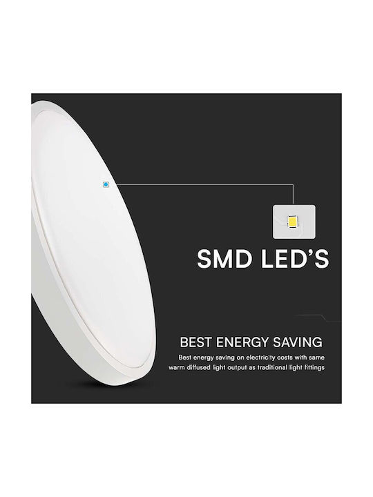 V-TAC Deckenleuchte Badezimmer Weiß mit Integrierter LED