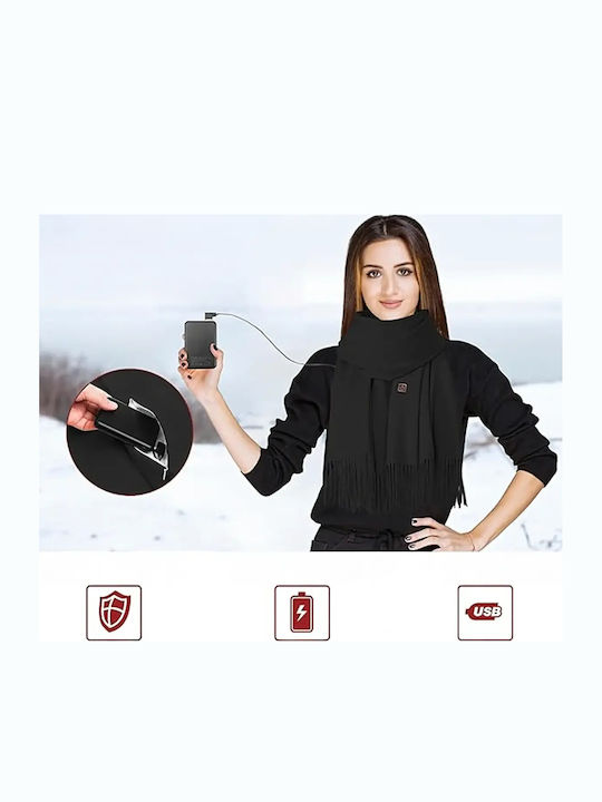 Fular din lână pentru femei Fleece Negru