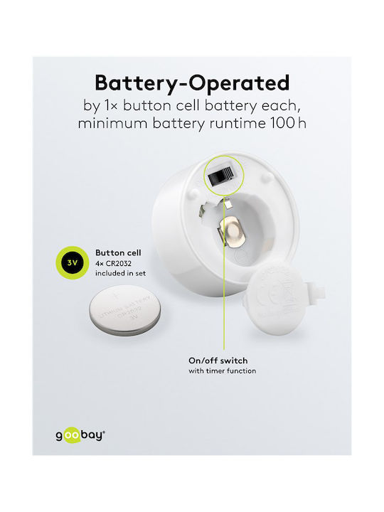 Goobay Διακοσμητικό Φωτιστικό LED Θερμό Λευκό 2700K 4τμχ