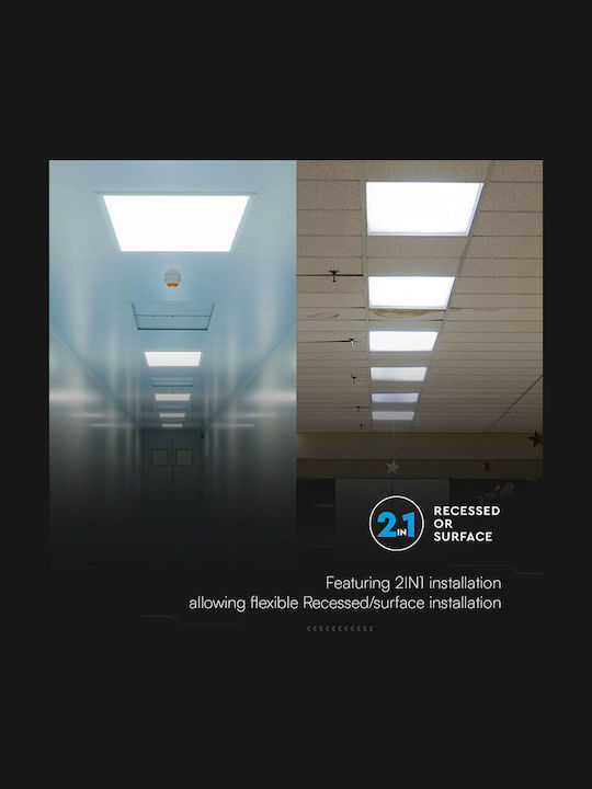 V-TAC Τετράγωνο Χωνευτό LED Panel 36W με Ψυχρό Λευκό Φως 6500K 60x60εκ.