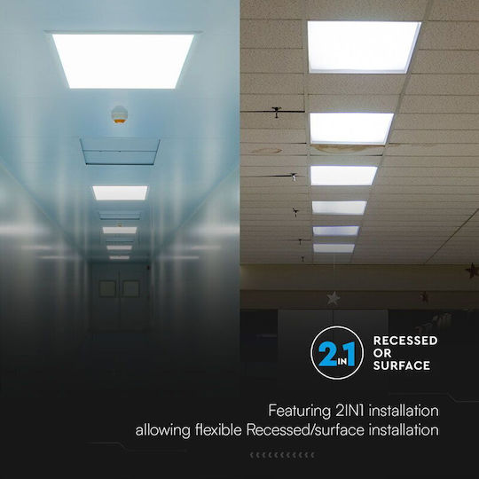 V-TAC Квадрат Вграден LED Панел 36W с Студено бяло Светлина 6500К 60x60см.