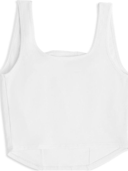 Γυναικείο Crop Top Βαμβακερό Αμάνικο Λευκο