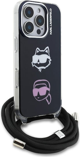 Karl Lagerfeld Iml Umschlag Rückseite Silikon / Kunststoff mit Band Schwarz (iPhone 17 Pro Max / iPhone 17 Pro / iPhone 16 Pro Max)
