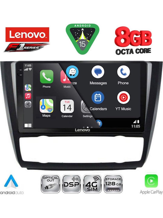 Lenovo Car Audio System for BMW Series 1 2004-2013 with A/C (Bluetooth/USB/WiFi/GPS/Apple-Carplay/Android-Auto) with Touch Screen 9"