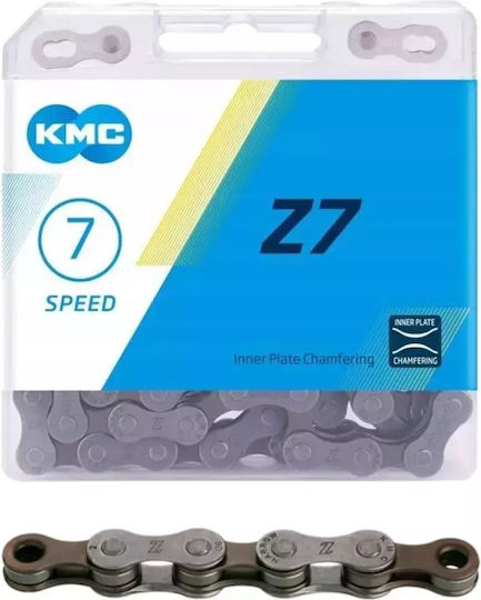KMC Chain Z7 Αλυσίδα Ποδηλάτου 6 / 7 / 8 Ταχυτήτων 114L Ασημί