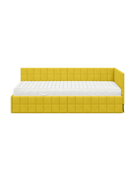 Einzelbett Mit Samt Gelb Samt Mit Lattenrost & Matratze 94x200cm