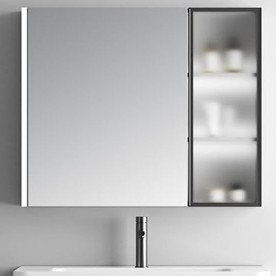 Martin Bathroom Mirror Led made of Plywood with Shelf & Cabinet 80x68cm White