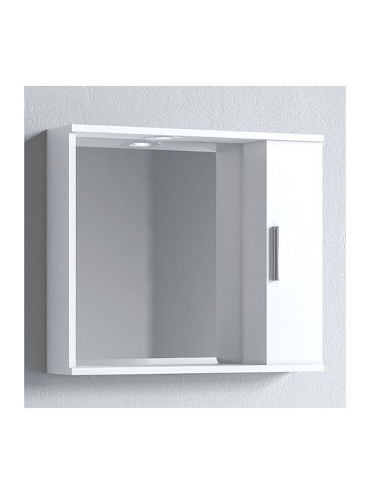 Martin Αlon 65 Rectangular Bathroom Mirror Led with Shelf & Cabinet 65x56cm White