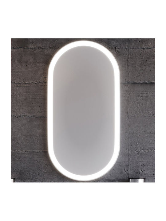 Martin Oval Badezimmerspiegel LED aus MDF 42x80cm Weiß