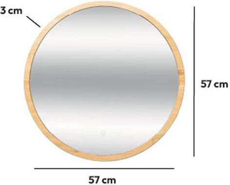 5Five F-V Round Кръгло Банско Огледало LED от MDF 57x57см Кафяв