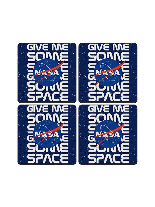 Koupakoupa Nasa Give Me Some Space Untersetzer Hölzernes Blau 4Stück