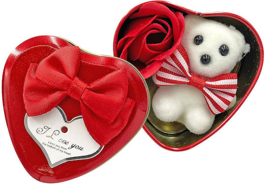 Kleine Herzbox 1 Rose & Bär 7x7x4cm Homie 423069 12 Stück
