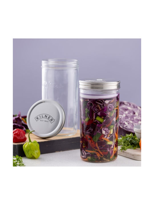 KIlner Βάζο Γενικής Χρήσης με Καπάκι Μεταλλικό Διάφανο 1000ml