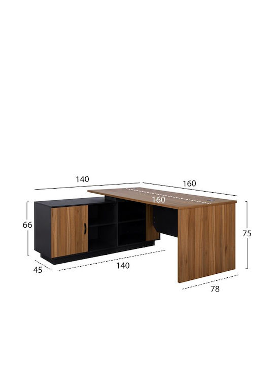 Ecke Professionelles Büro Supreme Holz Honey Oak / Grey 160x140x75cm