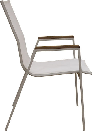 Outdoor-Stuhl Metallisch Cappuccino/white 56x64x90εκ.